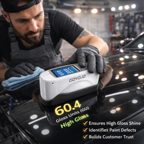 Image of GOYOJO Three Angles Gloss Meter 20º 60º 85º Precision Glossmeters with Calibration Board, for Measure Stone, Paint, Ink, Marble, Floors, USB Interface Storage High End QC Software 5000 Data 0-200Gu