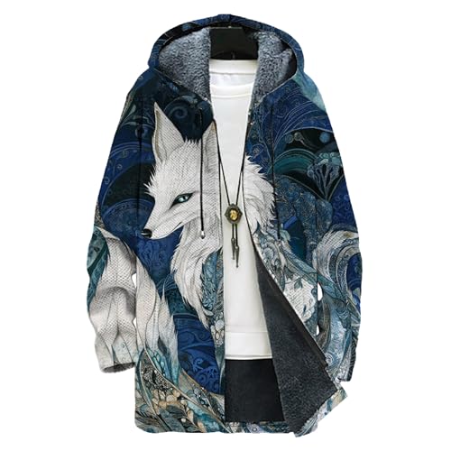 Dragon Print Zip Up Hoodie Men Heavyweight Drasting Fleece Big And Tall Novelty Warm Loose Fit Hooded Sweatshirt