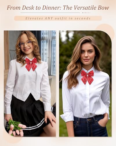 Image of AWAYTR Ladies Adjustable Pre tied Bowtie - Solid Color Bow Ties for Women
