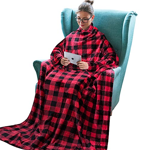 Tirrinia Wearable Blanket Adult, Sunggle Blanket With Sleeves, Reading Full