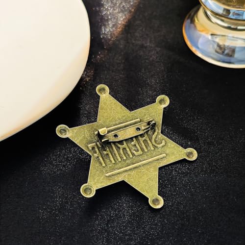 Image of Sheriff Police Badge Pin - RE Police & Cowboy Honor Stars Accessories - Cosplay Costume Gift for Women Men