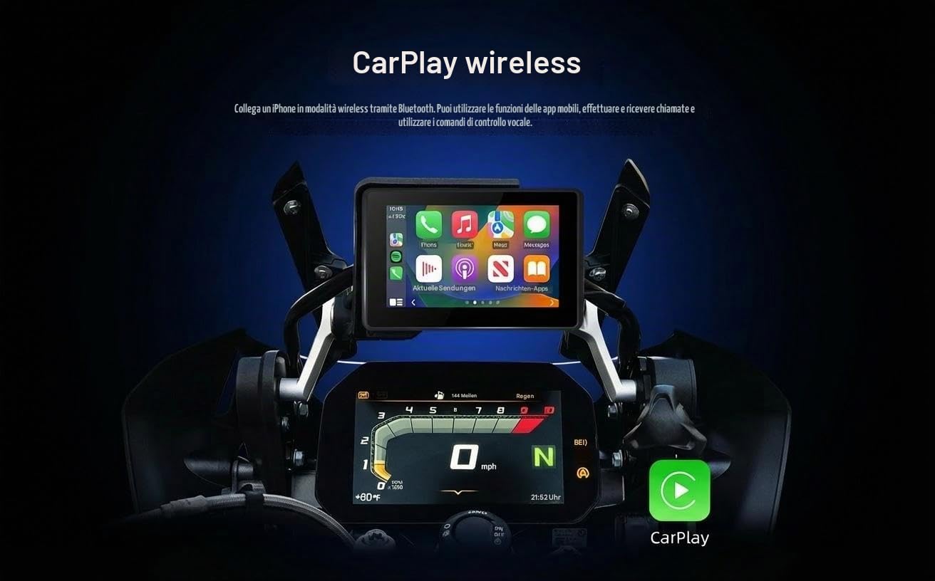 5 pollici Display for BMW Moto Wireless CarPlay & Android Auto | Touch HD IPS 1000 nits, BT 5.0, IP67. Per base originale, per Navigatore originale, Per R1250GS R1200GS F900GS F850GS S1000XR
