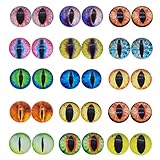 JJG 40PCS 18mm Dragon Eyes Round Glass Cabochon Flatback Jewelry Findings Horse Eyes Cat Eyes Doll Eye Dome Cameo Pendant Settings in Pairs