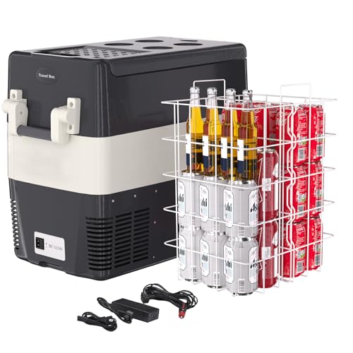 12V Refrigerator Fridge Freezer,52 QT(50 L) Portable Car Fridge Electric Cooler 12V/24V DC 110~240V AC for RV Camper Truck Pickup SUV Outdoor Travel 5