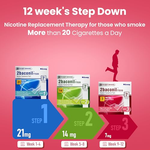 Image of Rusan 2baconil Nicotine Transdermal Patch 7mg Step 1 | 84 Patches (12x7 Pack) | 3 Month Quit Smoking Kit | Nicotine Replacement Therapy | Quit Smoking & Chewing Tobacco /Ghutka