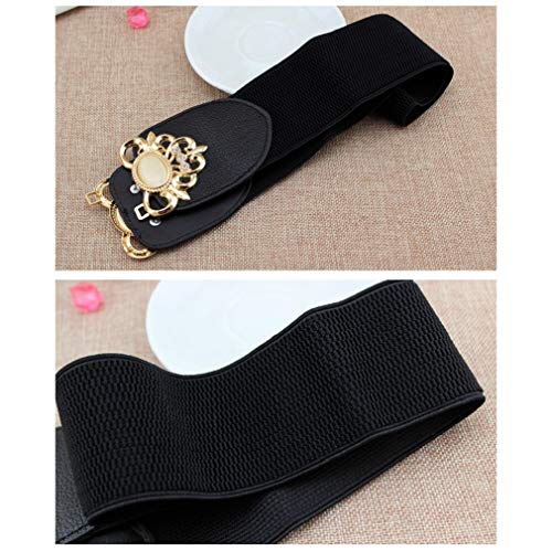Familyhouse Ladies Fashion Elastic Waist Belt With Metal Buckle Faux Opal Cinch Belt4