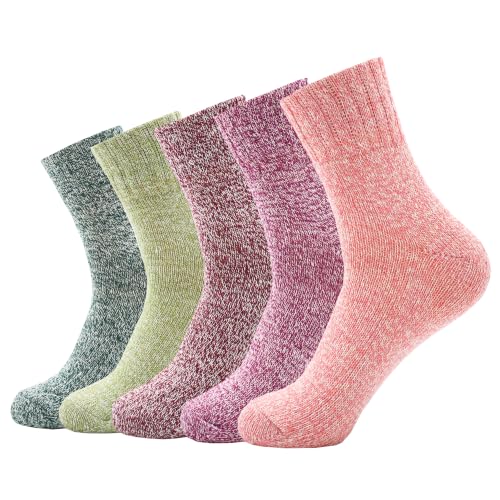 Image of Wool Socks for Women, Cozy Thermal Fall Winter Hiking Alpaca Warm Think Knit Comfy Crew Calf Socks