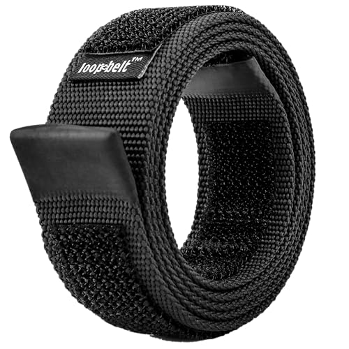 Loopbelt M 34-38 No Scratch Reversible Web Belt with Advanced Hook & Loop Fasteners Black Medium 34-38