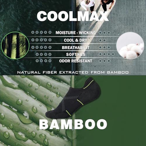 BRISIRA Bamboo Viscose Compression No Show Socks Men Athletic Running Extra Cushion Moisture Wicking No Blister Sport Low Cut2
