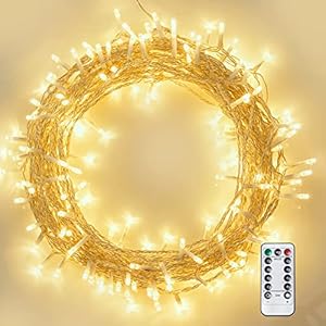 FilFom Led-lichtsnoer, 100 stuks, met timer en afstandsbediening, waterdicht, voor tuin, bruiloft, feest, binnen en buiten, 8 modi, IP65, warm wit