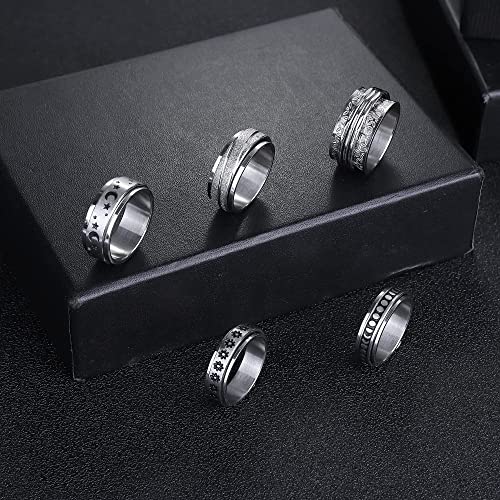Magitaco Stainless Steel Spinner Rings Fidget Band Rings Moon Star Flower Butterfly Anxiety Rings for Women Men4
