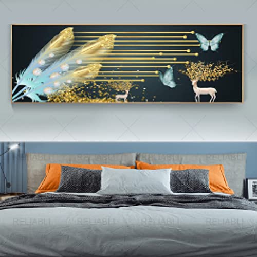 Toile nordique grande taille cerf or affiche chambre moderne 20x60