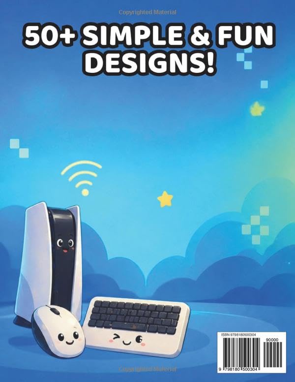 Cute Tech World Coloring Book for Kids Ages 4-6: Easy and Fun Coloring Pages with Cute Computers, Robots, Gadgets, Cameras, Game Controllers, and ... for Young Kids (Cute Technology Series) image 3