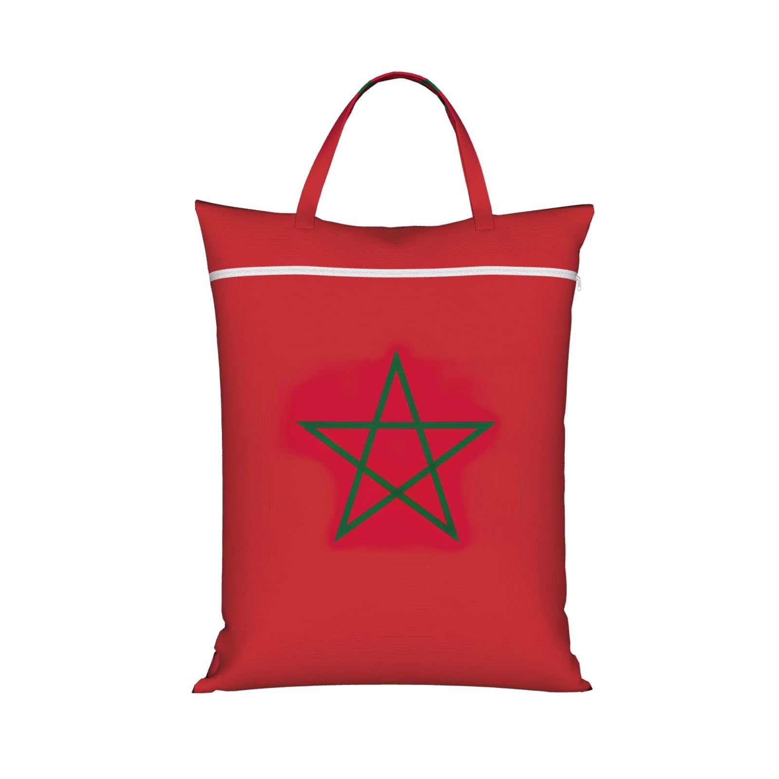 Pphgut 1 Pc Flag Of Morocco Print Travel Laundry Bag Portable Dirt Clothes Bags Daily Hiking Camping Vacation