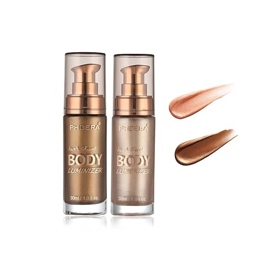 Miniatura 4 de Paquete de 2 luminizadores corporales, resaltadores corporales brillantes, maquillaje líquido brillante para la cara, crema brillante (104 hilos