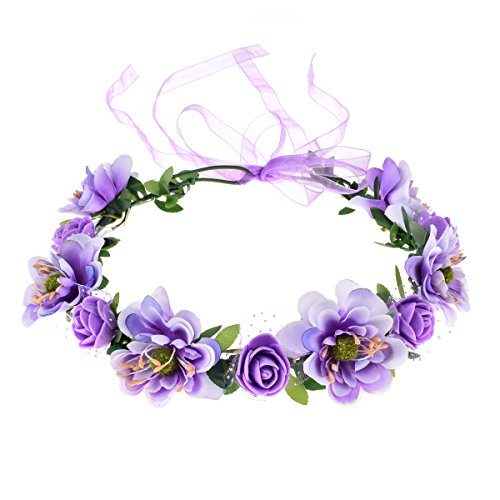 June bloomy rose flower leave crown bridal halo headban…