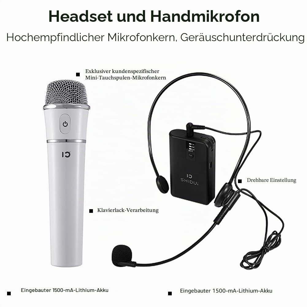 Sprachverstärker Tragbar Stimmverstärker Lautsprecher mit Mikrofon Bluetooth 4.0 wiederaufladbar Pa System 25 Watt