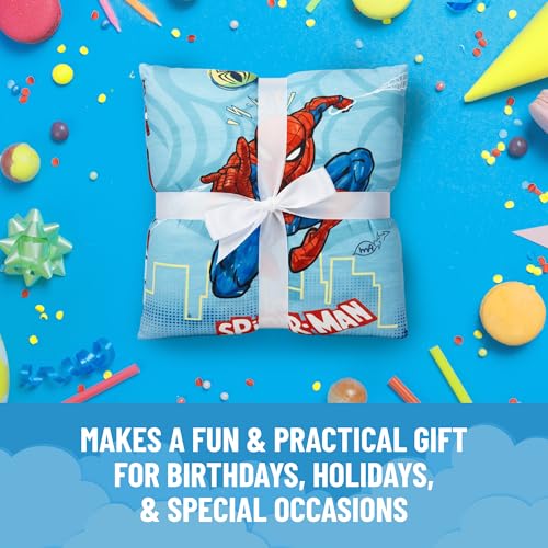 Image of Jay Franco Kids Slumber Bag and Pillow - 54 x 27 Inch Comfy Indoor Sleeping Bag for School and Sleepovers, 2 Piece Set, Blue - Spiderman