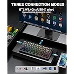 AULA F75 Pro Wireless Mechanical Keyboard,75% Hot Swappable Custom Keyboard with Knob,RGB Backlit,Pre-lubed Reaper Switches,Side Printed PBT Keycaps,2.4GHz/USB-C/BT5.0 Mechanical Gaming Keyboards - Image 3