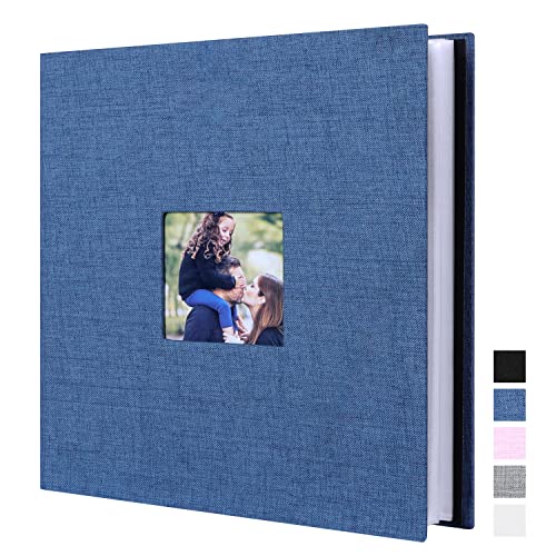 Lanpn Photo Album 8x10 100 Pockets, Linen Cover Acid Free Slip Slide in Photo Albums Holds 100 Top Load Vertical Only 8x10 Pictures (Blue)