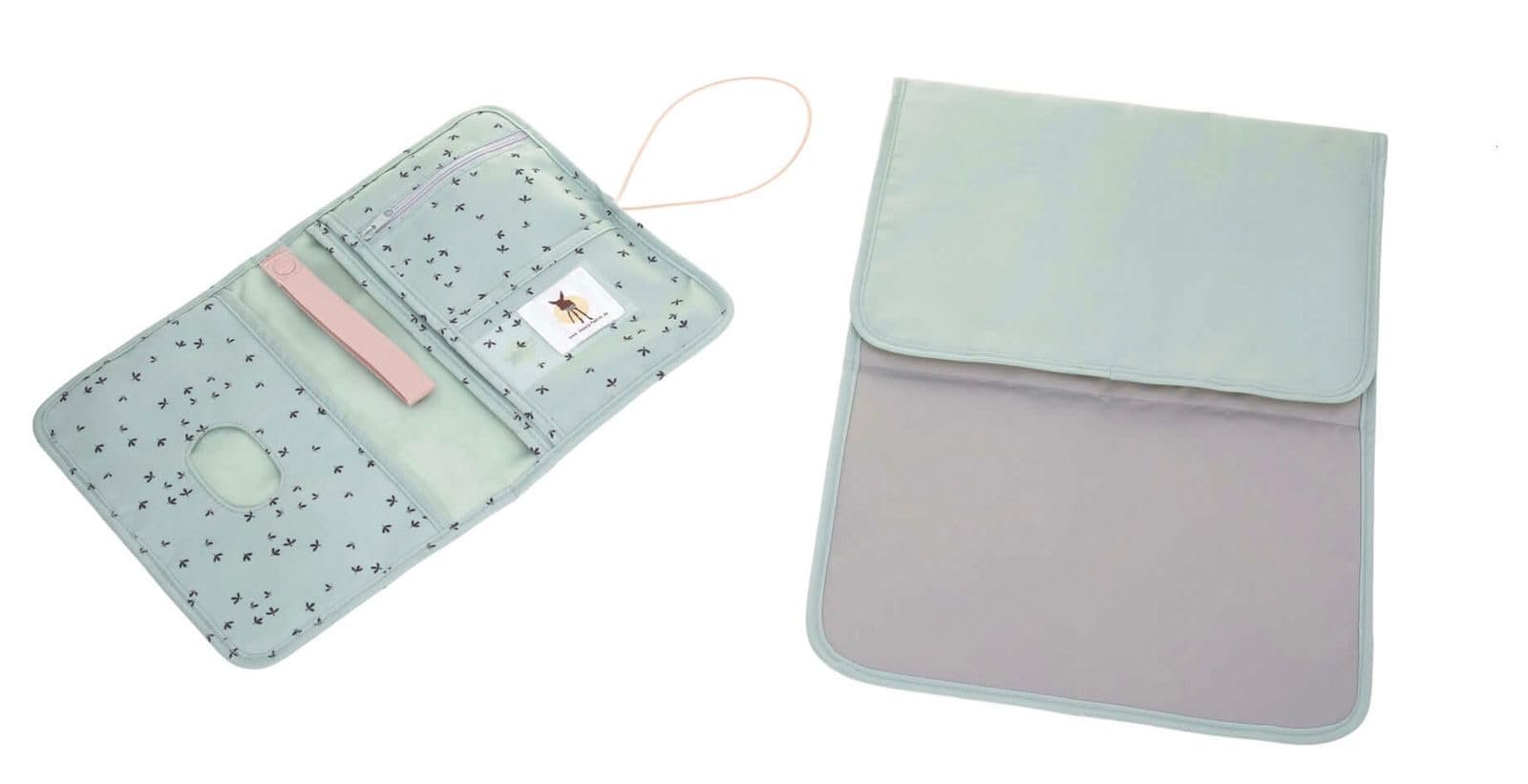 LÄSSIG Borsa per pannolini con fasciatoio e scomparto salviette Cambiare Pouch Floral Mint