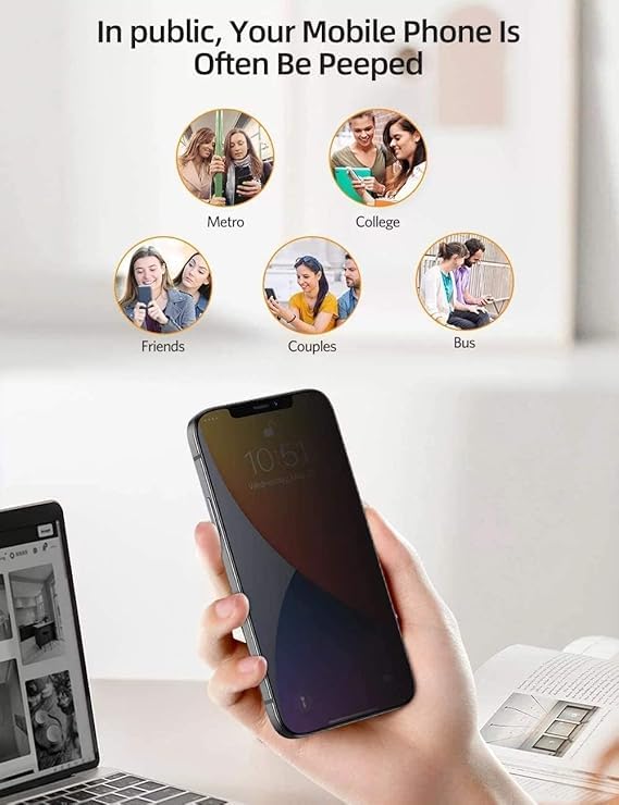 Image of SHILD Privacy Tempered Glass Compatible for iPhone 12 /12 Pro (Black) Edge to Edge Coverage with Easy Installation kit, Anti-Spy Tempered Glass Privacy Screen Protector