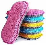 UPSTAR Dish Sponges Kitchen, Microfiber Cleaning Scrubber for Dishwashing, Sink, Basin and Multi-Pupose, Non-Scratch Pack of 6