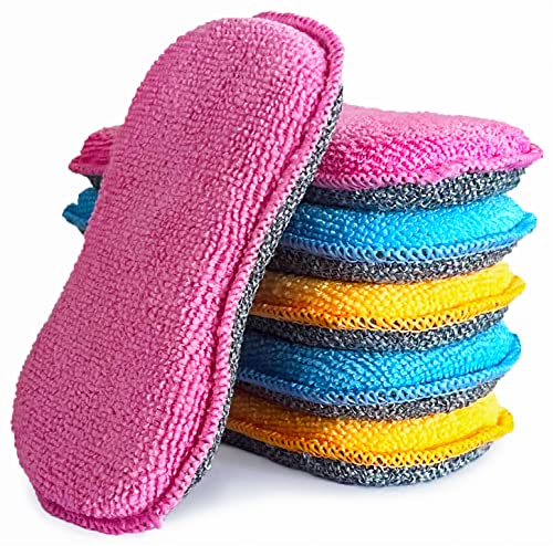 UPSTAR Dish Sponges Kitchen, Microfiber Cleaning Scrubber for Dishwashing,...