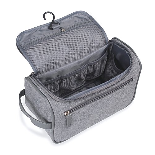 Jiemei Hanging Toiletry Bag, Travel Wash Bag for Men & Women, Compact Size, High Quality Zipper (Grey)