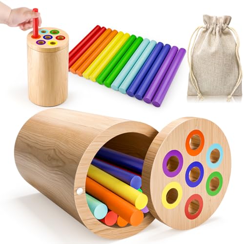 KmmiFF Montessori Spielzeug ab 1 Jahr, Holzspielzeug Farbe Lernspiele...