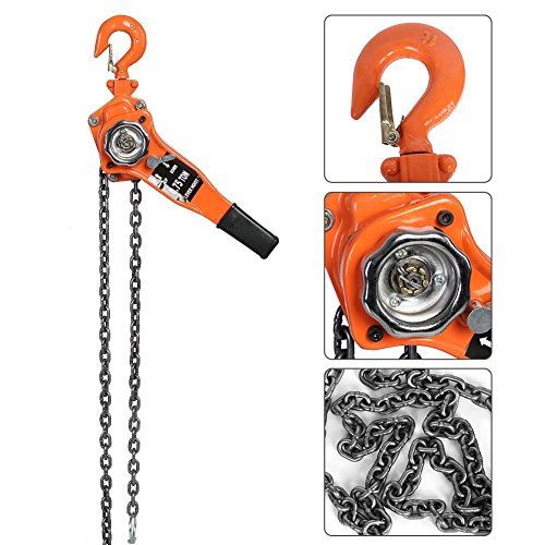 1.5T Kettenzug Hebelzug, Kettenzug Kette Flaschenzug Ratschenzug Hebelzug mit Gummiger Griff für den Bau von Garagen Lagerhaus Automobil Hubhöhe 3 Meter