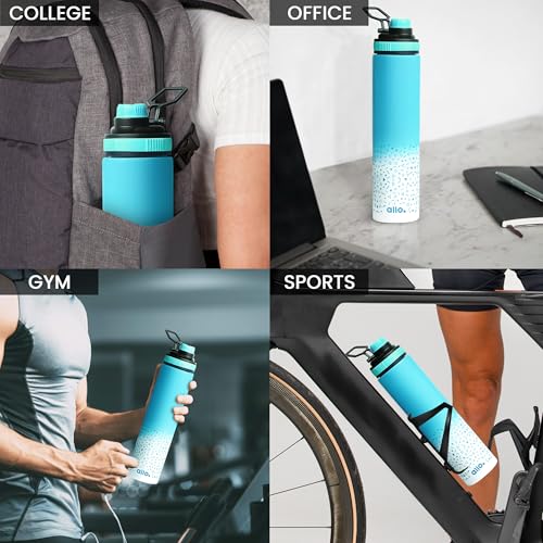 Image of Allo Steel Water Bottles Stainless Steel Sipper Water Bottle For Adults, Kids 850 Ml Water Bottles For School, Office, Sports, Gym 850 Ml Water Bottle For Men And Women, Blue White 850Ml