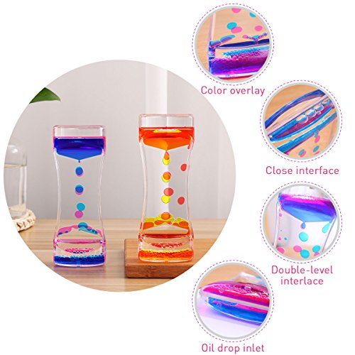 BESTOMZ 2pcs Water Motion Double Colors Liquid Bubble Timer ,Liquid Motion Bubbler for Sensory Play, Fidget Toy, Children Activity