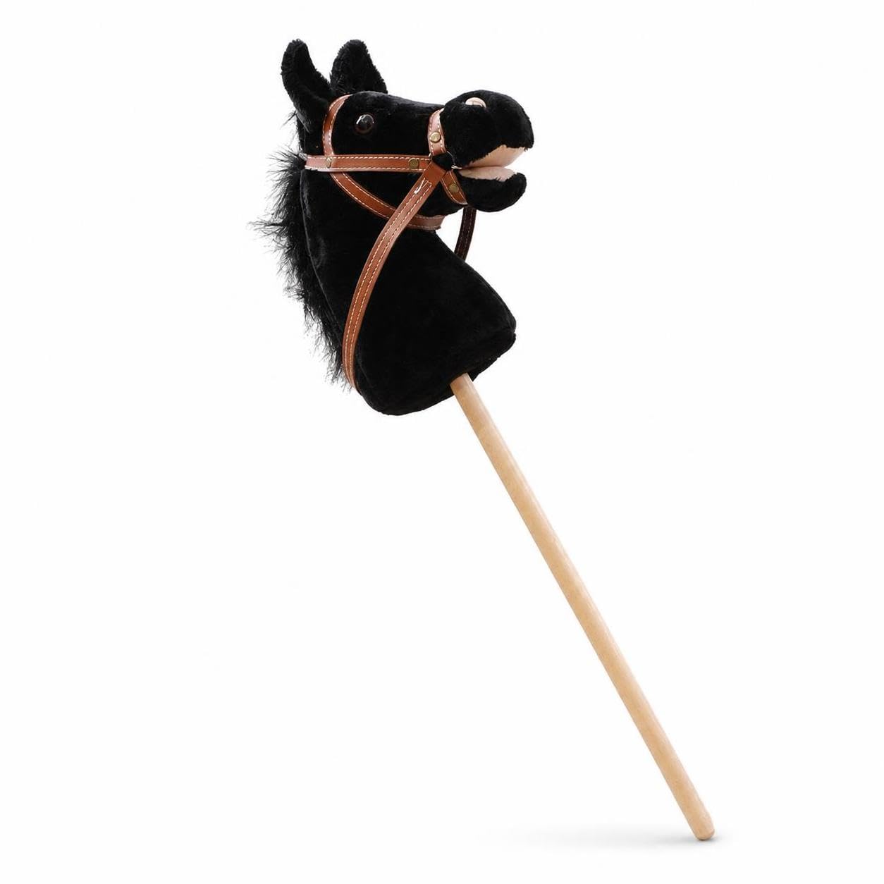 Hobby Horse Pferde für mit Soundeffekten, 100cm Steckenpferd zum Reiten, Schwarz, 100cm Hufeisengeräusch+Pferdegeräusch+Cowboy-Lied Nicht abnehmbar