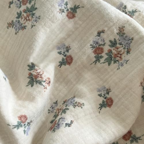 Image of BuLuTu Chic Shabby Vintage Floral Duvet Cover Twin for Kids Girls Boys 100% Cotton Muslin Ruffled Quilt Cover Twin Comforter, 68 inchx86 inch, Soft Breathable, Zipper Closure, No Pillowcase