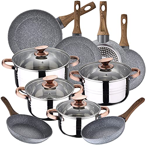 Bateria De Cocina 8 Piezas San Ignacio Nona Con Juego Sartenes (18/20/22/24/26/28 Cm) San Ignacio Daimiel En Aluminio Forjado