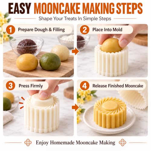 Sunflower Patterned Round Hand Press Mooncake Mold,Double Ended Pastry Mold - image 7