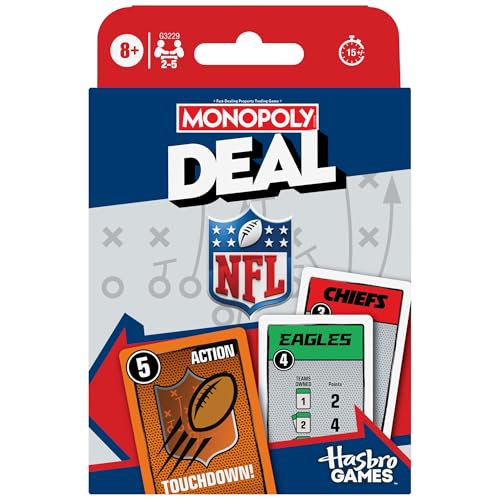 Monopoly Deal NFL Edition Game | Officially Licensed NFL Card Game for Families and Kids | Ages 8+ | 2-5 Players | 15 Mins. | Football Games