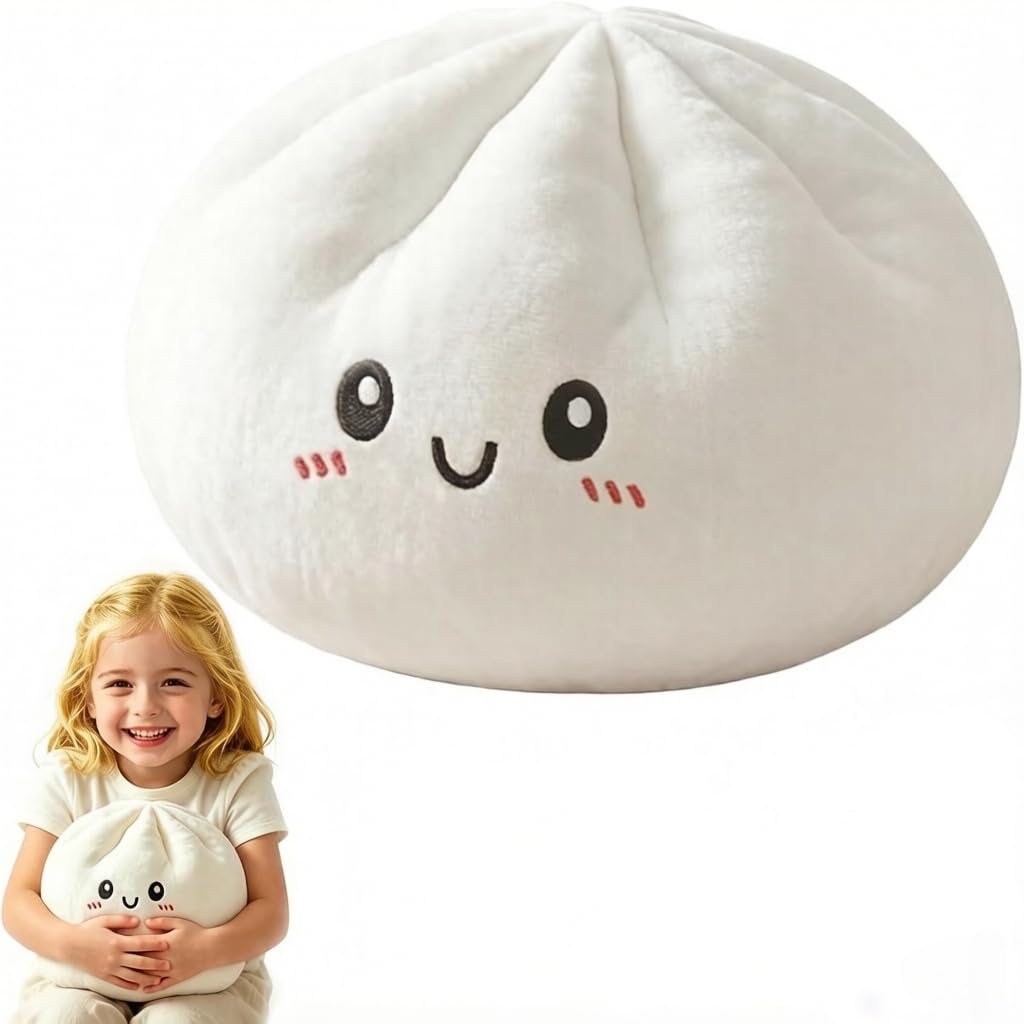Giant Dumpling Steamed Bun Plush Pillow Kids Adults Home Decor Gift (White)