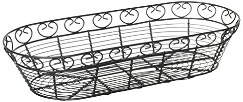 Winco Oblong Wire Bread Basket, 15-Inch x 6.25-Inch x 3-Inch, Black