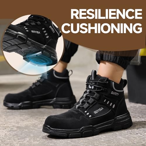 Image of Steel Toe Work Shoes for Men, Lightweight Safety Shoes with Puncture Resistant Midsole, Comfortable Protective Work Shoes for Warehouse Factory Light Construction