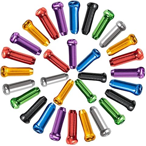 56 Pcs Bike Brake Cable Caps, Cable Caps for Bike Shift, 7 Colors Alloy Bicycle Crimp Ends Tips, Bike Cable End Crimps, Bike Brake Shifter End Caps for Road Bike, Mountain Bicycle Cover