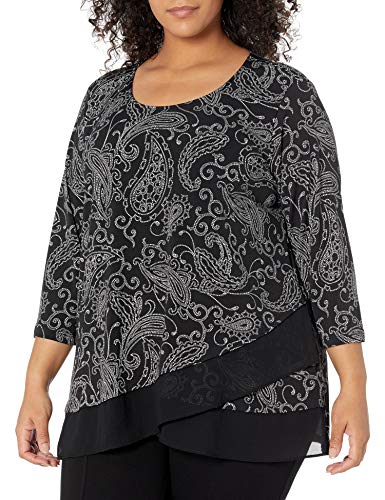 Karen Kane Women's Sheer Hem TOP, Print, Small