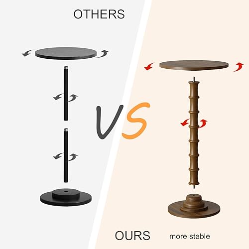 Miniatura 4 de Mesa auxiliar redonda, mesa moderna para bebidas para espacios pequeños, mesa auxiliar delgada con patas de madera maciza para sala de estar,