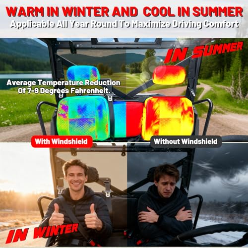 Image of StarknightMT Tinted Rear Window Compatible with Polaris Ranger XP 1000 / 1000 (2017-2026), Back Windshield Fits Ranger XP 900 / Crew (2013-2019), Quick-Turn Knob Install