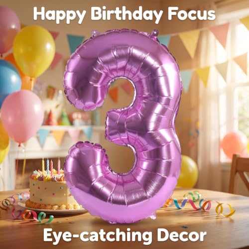 Image of YPSelected 32 Inch Large Foil Helium Number Balloon Birthday Wedding Party 0-9 (Pink, 3)