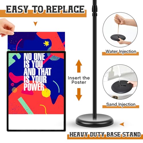 Image of Thyle 8.5 x 11 Inch LED Standing Sign Holder Adjustable Pedestal Floor Light Poster Stand with Snap-open Frame Outdoor Indoor Metal Base Display Signage Stand for Business Mall, Cinema, Restaurants