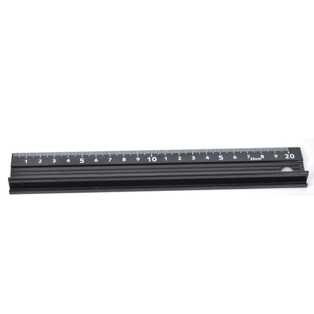 SIXRUN Aluminium-Lineal L-Typ, Schneidelineal 20cm 30cm 45cm mit Gummierter Unterseite, Rutschfest und mit Schutzplatte, für Längenmessung, Gerades Schneiden, Heimgebrauch (L-Typ 20 cm)