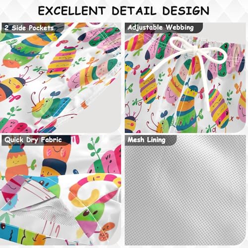 Swim Shorts for Boys, Big Boys Swim Trunks 2t, Cute Caterpillar3