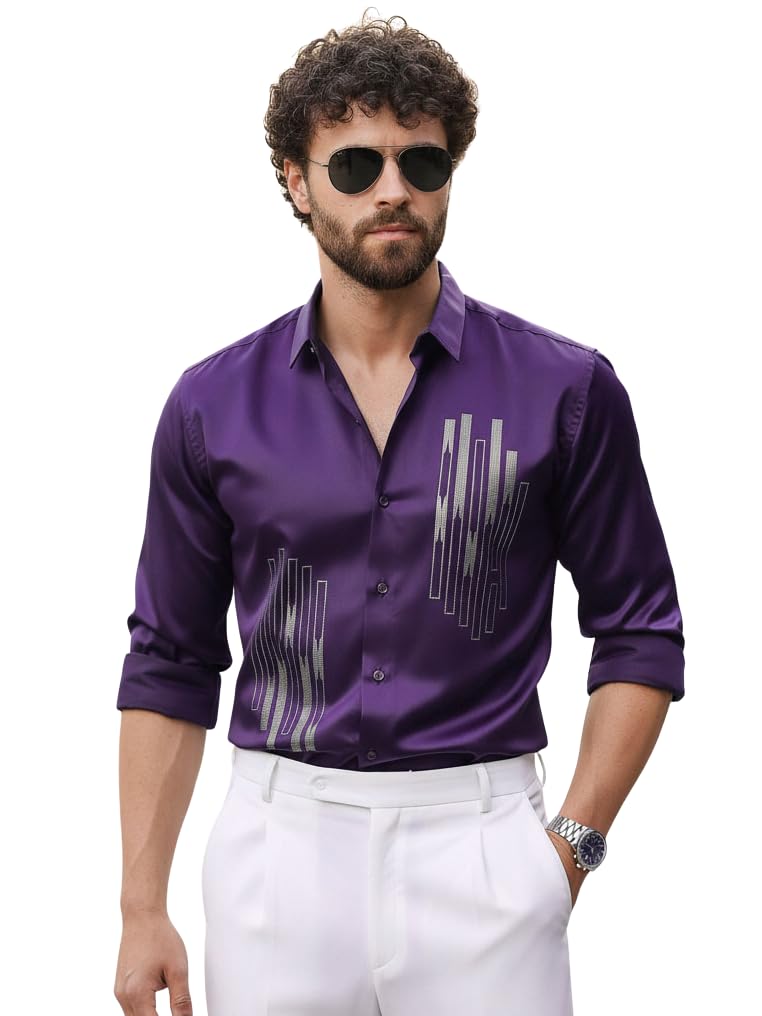 indoprimo Men’s Stylish Satin Shirt for Party and Casual Wear – Exclusive Designer Full Sleeve Shirt for Men-picture-20